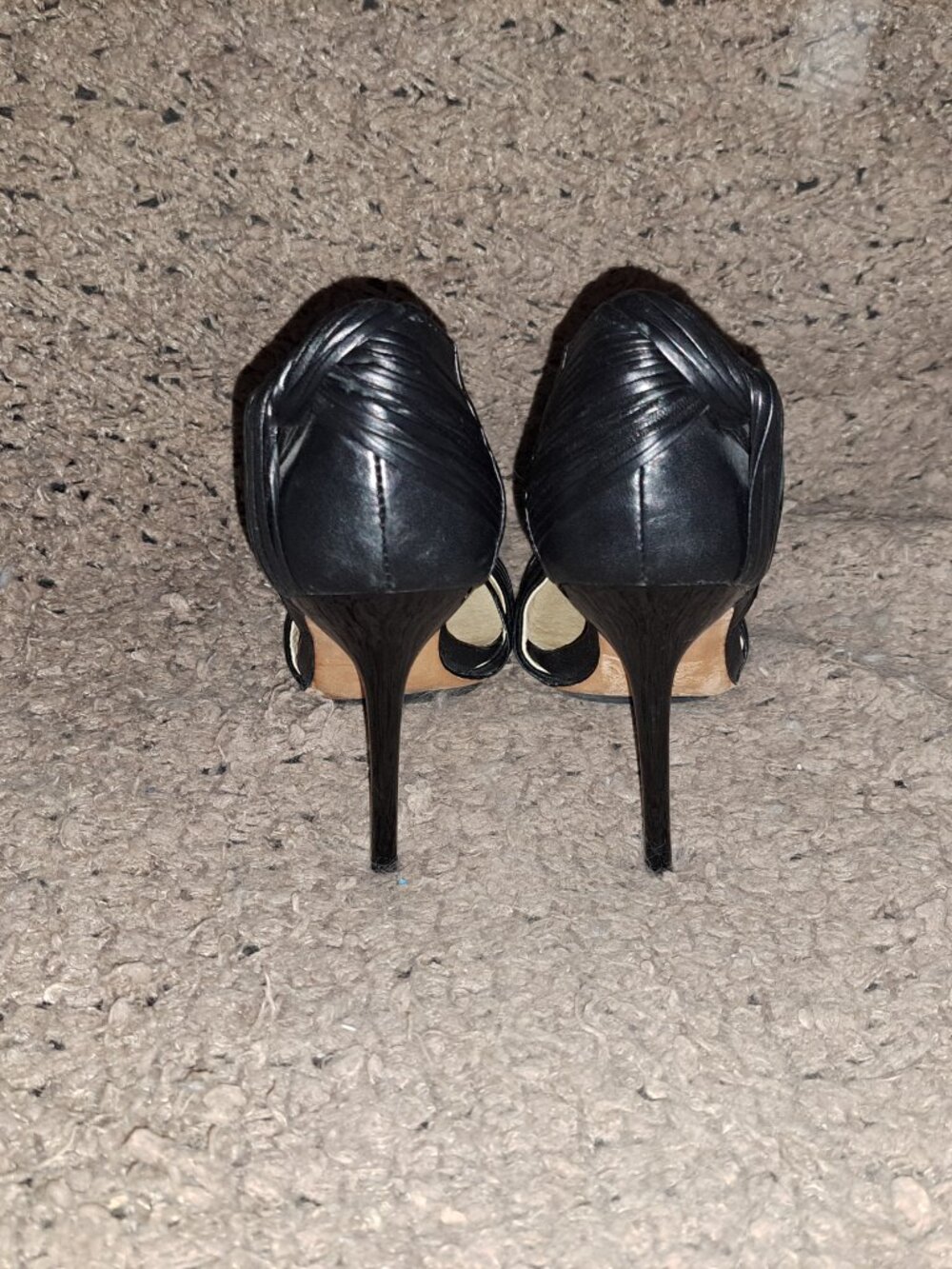 L.A.M.B.-Warner-D'orsay Black Stiletto-Leather Twist Knots-Sz 5.5-Near Mint - Picture 6 of 8